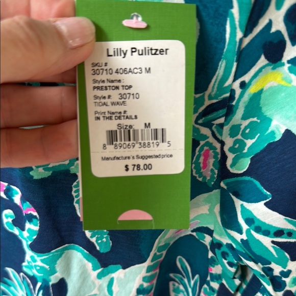 Lilly Pulitzer Blue Ruffled 3/4 Sleeve Blouse - Picture 4 of 5